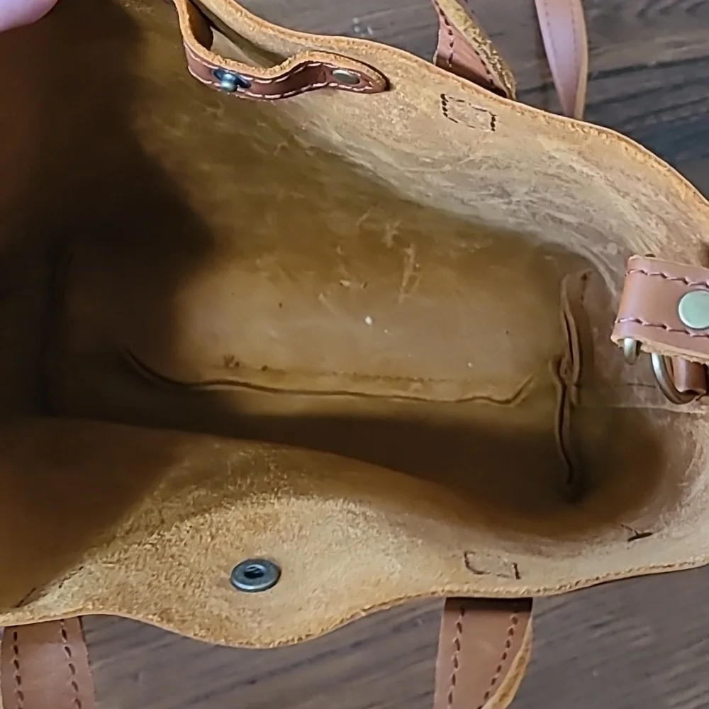 Portland Leather Mini Crossbody Tote - Honey - Picture 4 of 10